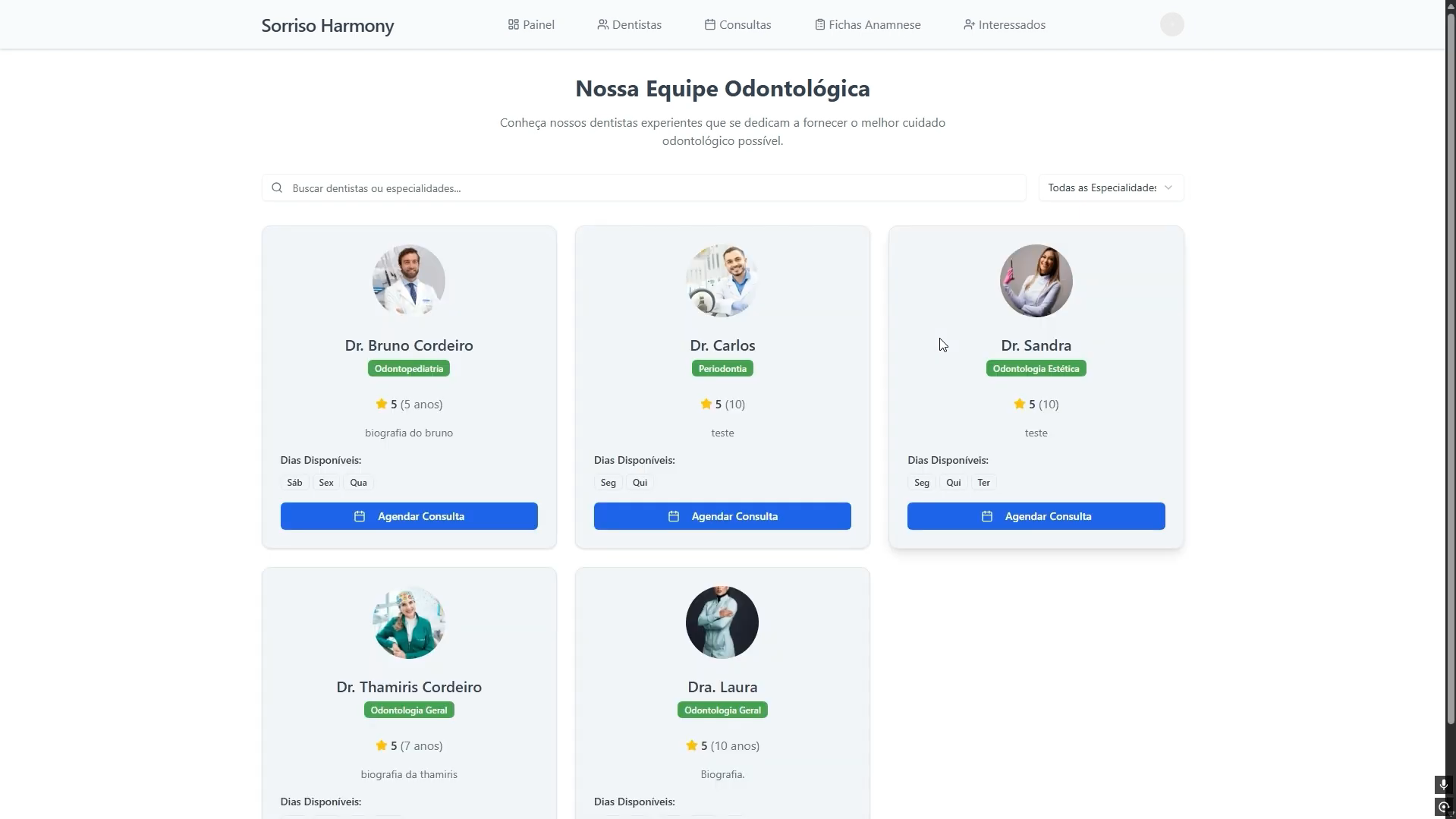 Equipe da clínica